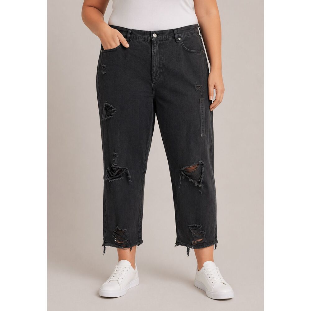 New American Eagle Outfitters Mom Jeans Washed Black 20
